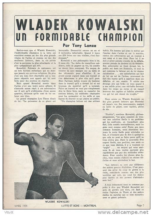 Rare LUTTE ET BOXE (mars 1954) N° 1, Publication Montréal (Canada) Kowalski, Jess Willard, Eddie Auger, Athol Layton... - Libri