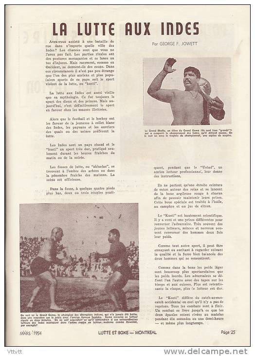 Rare LUTTE ET BOXE (mars 1954) n° 1, Publication Montréal (Canada) Kowalski, Jess Willard, Eddie Auger, Athol Layton...