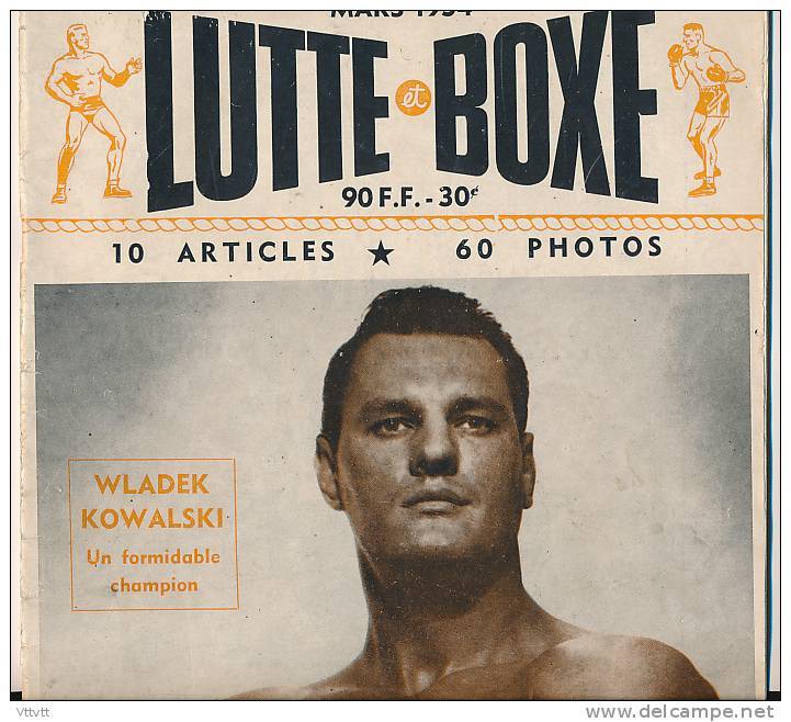 Rare LUTTE ET BOXE (mars 1954) n° 1, Publication Montréal (Canada) Kowalski, Jess Willard, Eddie Auger, Athol Layton...