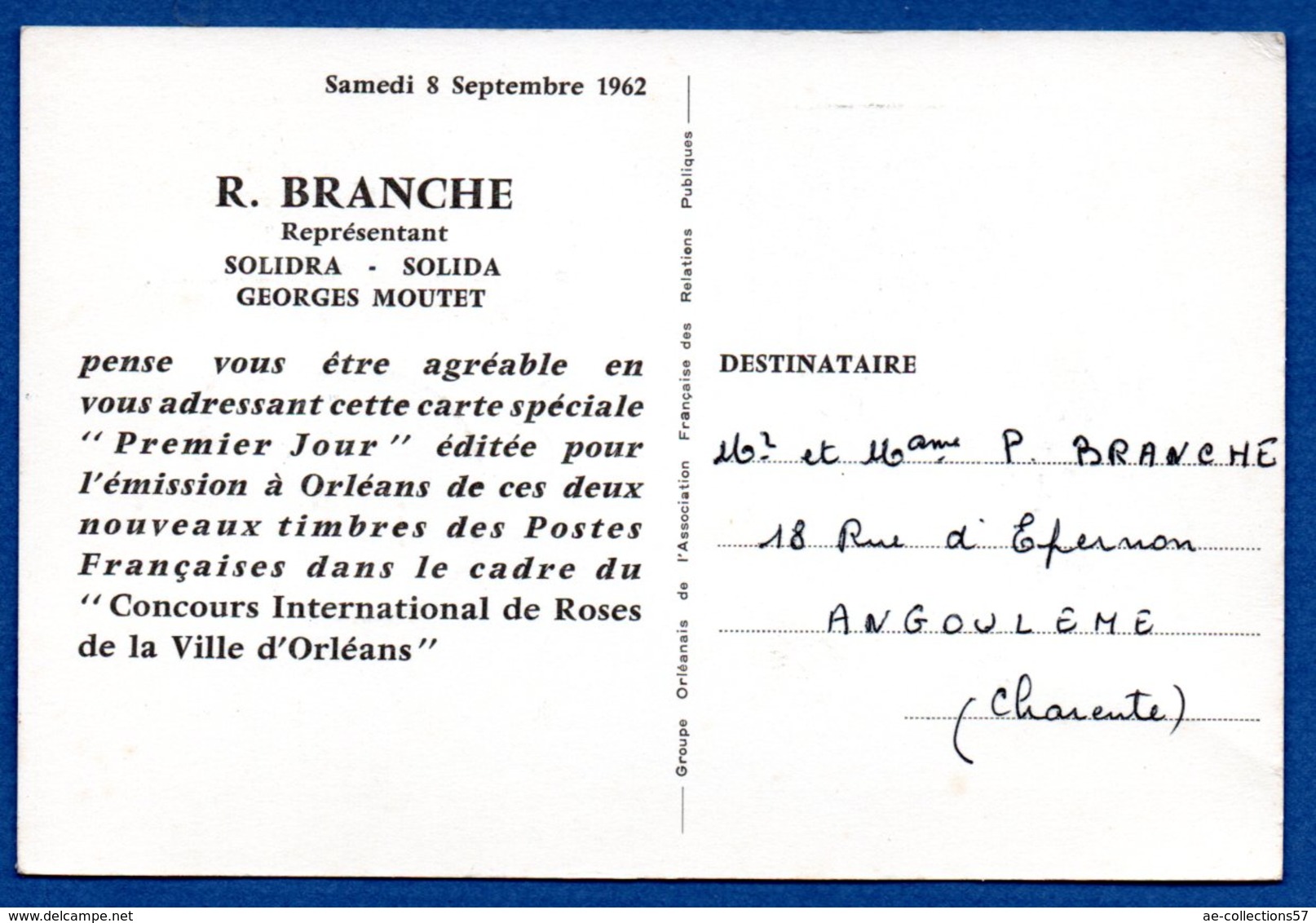 Carte   / Orélans - Cité De Jeanne D'Arc - Ville Des Roses / 8-9-62 - 1960-1969