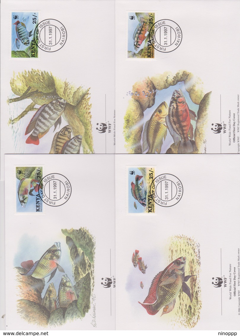 World Wide Fund For Nature 1997 Kenya Fishes,Set 4 Official First Day Covers - FDC