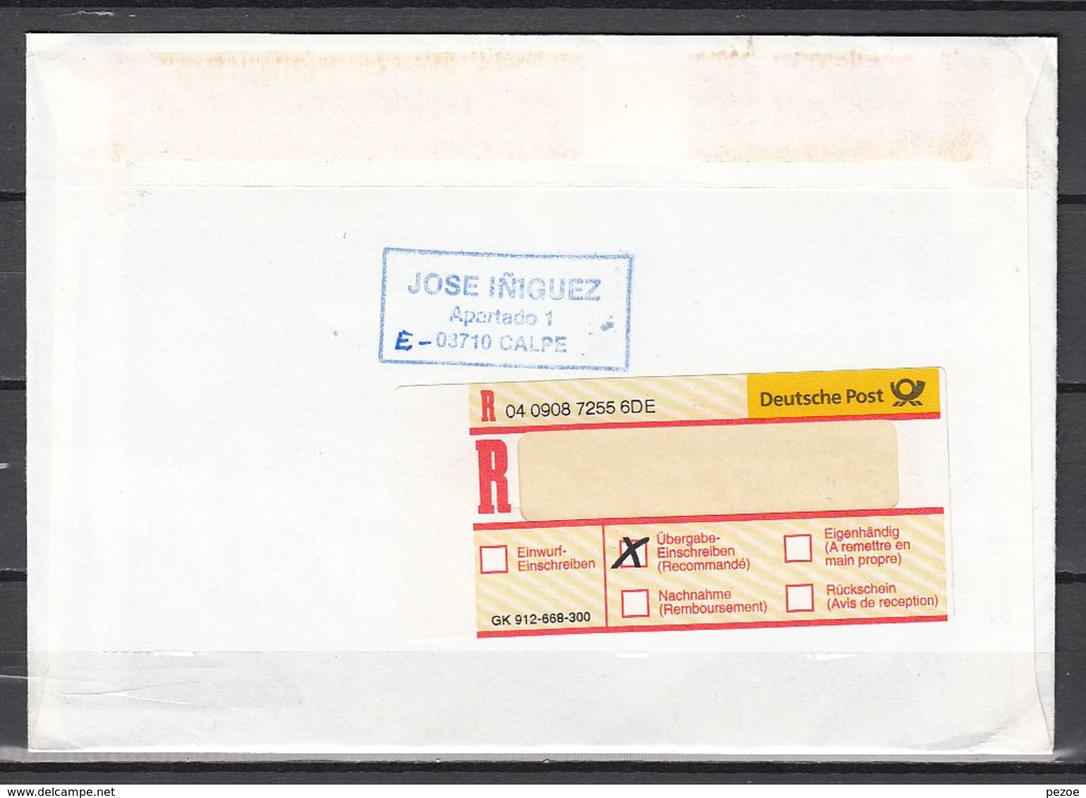 Spanien - Automaten-Marken:  CALPE - Beleg Einschreiben; Used - Oblitérés