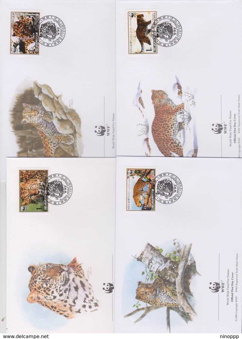 World Wide Fund For Nature 1998 DPR Korea Panthera ,Set 4 Official First Day Covers - FDC