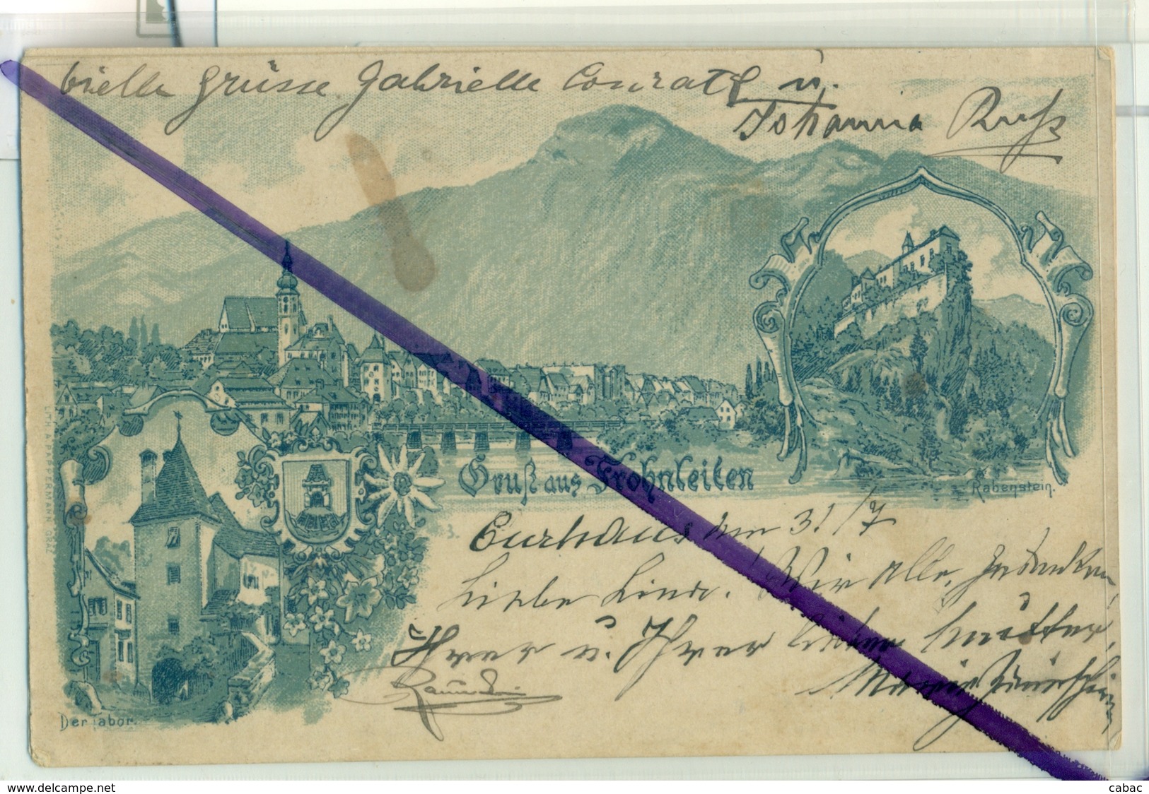 Gruss Aus Frohnleiten, Litho, 1897??, Great Condition, With Postmark And Stamp, Rabenstein Burg, Der Tabor - Frohnleiten