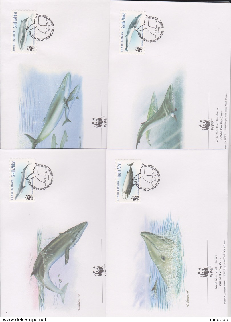 World Wide Fund For Nature 1998 South Africa Whale ,Set 4 Official First Day Covers - FDC