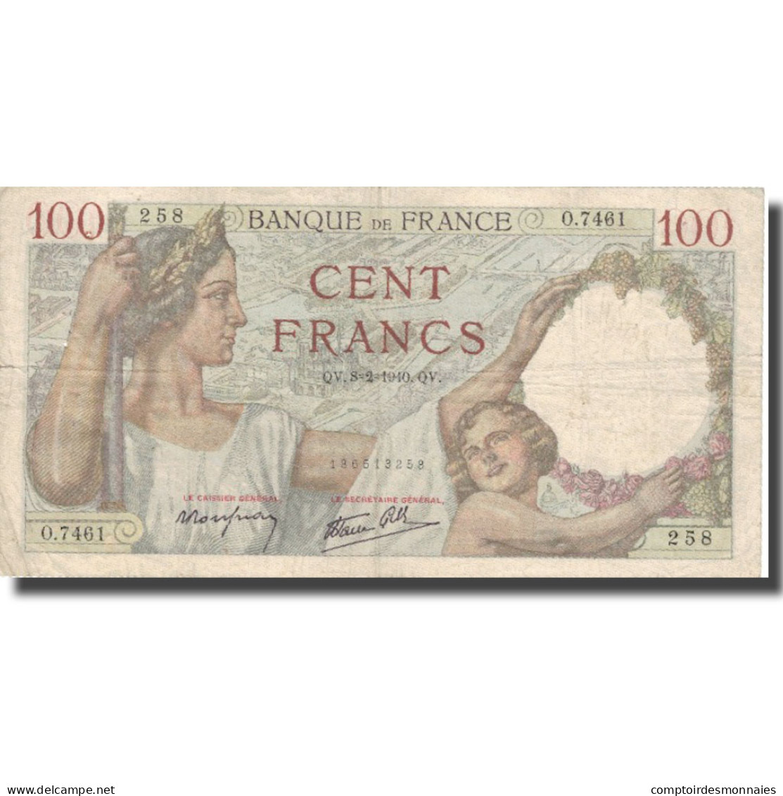 France, 100 Francs, 100 F 1939-1942 ''Sully'', 1940, 1940-02-08, TB, KM:94 - 100 F 1939-1942 ''Sully''