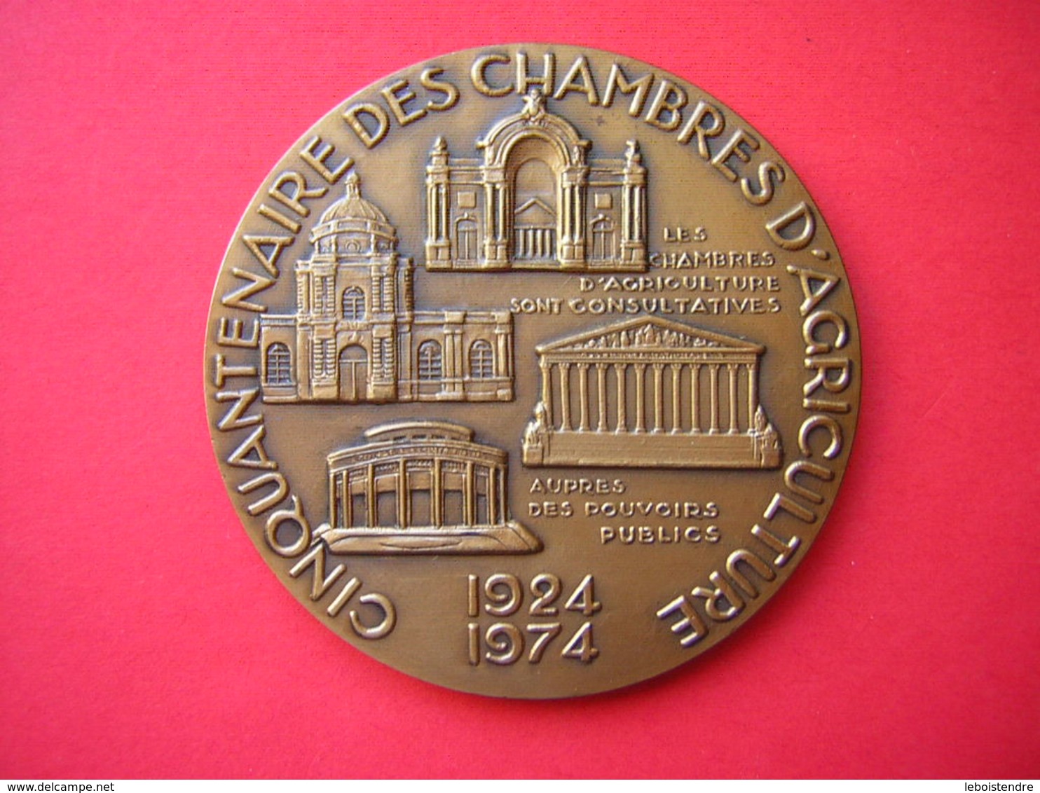 BELLE MEDAILLE BRONZE 1924 1974  CINQUANTENAIRE DES CHAMBRES D'AGRICULTURE 138 GRAMMES - Professionals/Firms