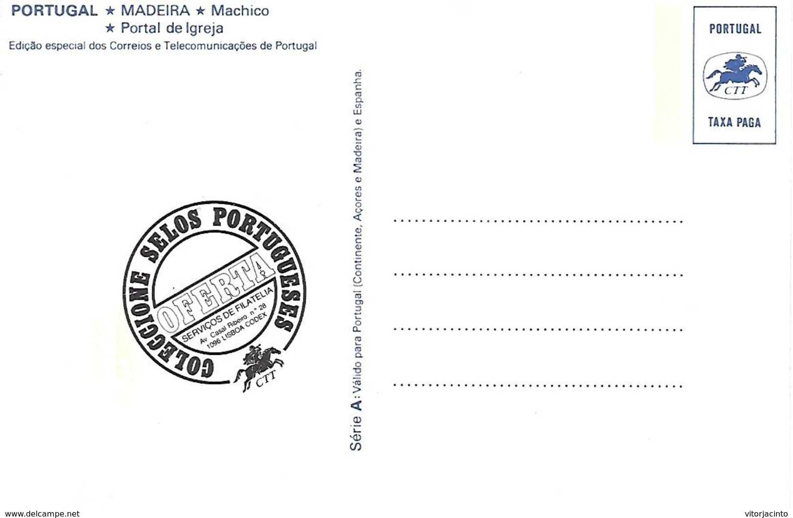 Entier Postaux De Tourisme - Machico - Portic Of Church - (Madeira) - Portugal - Postal Stationery