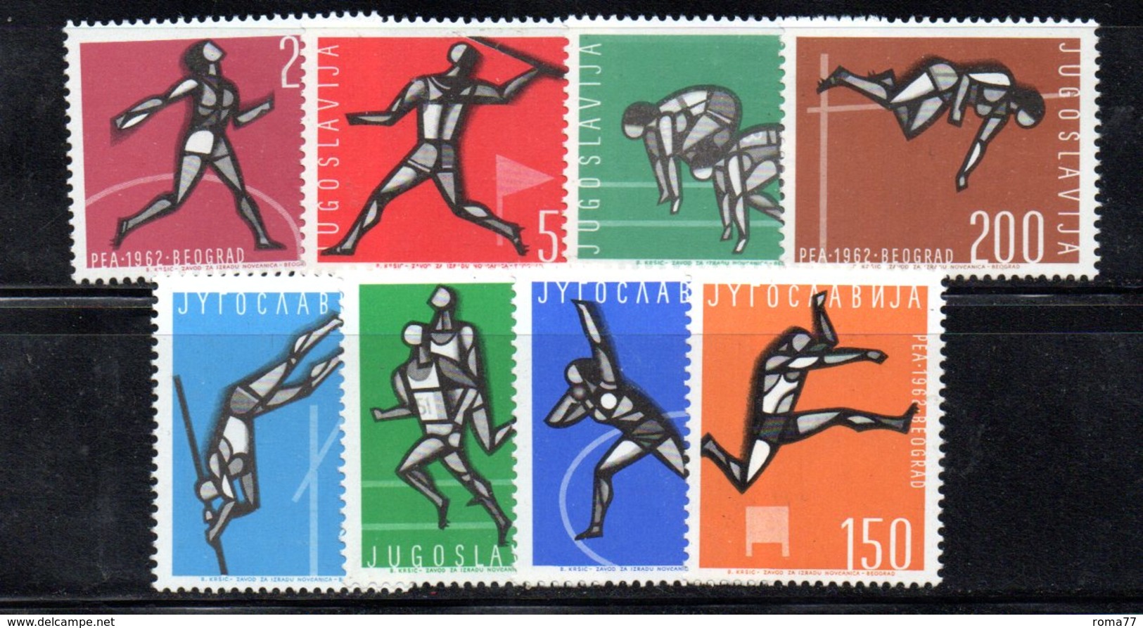 YUG914 - YUGOSLAVIA 1962,  Unificato N. 914/921  Nuovi  ***  Atletica - Nuovi