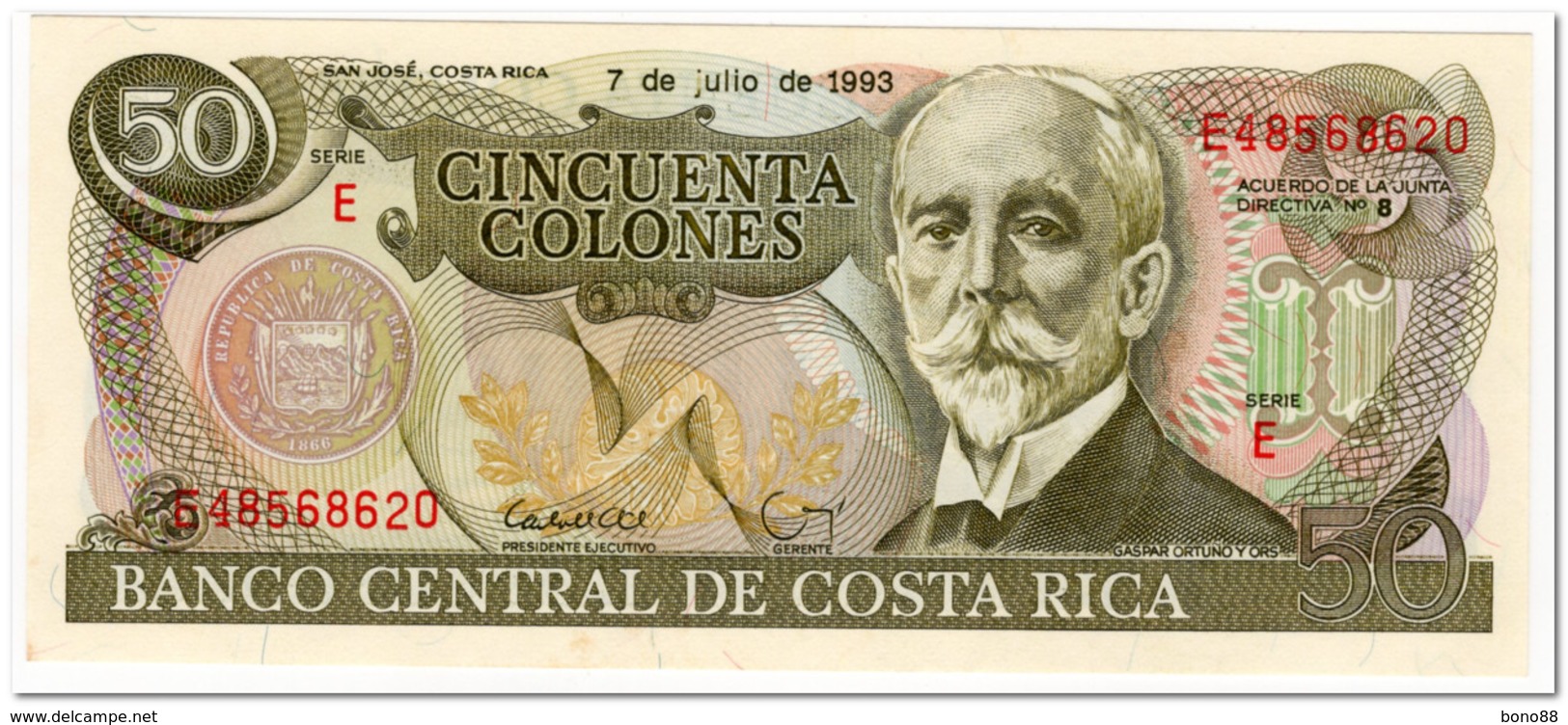 COSTA RICA,50 COLONES,1993,P.257,UNC - Costa Rica