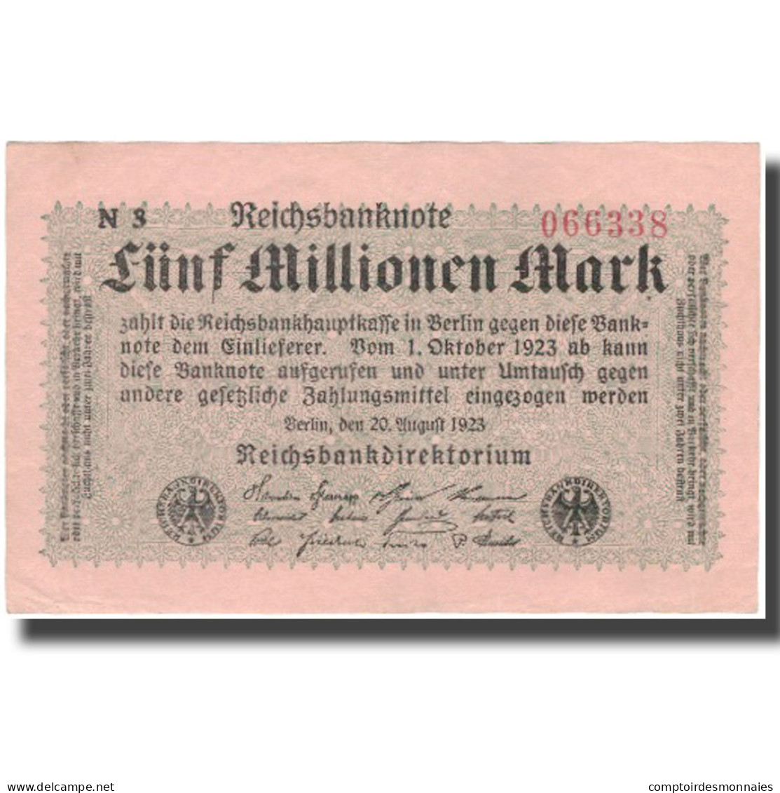 Billet, Allemagne, 5 Millionen Mark, 1923, 1923-08-20, KM:105, SUP - 5 Miljoen Mark