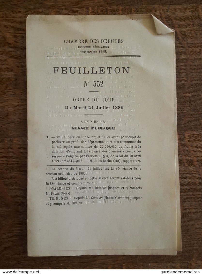 1885 - Feuilleton - Chemin De Fer De Brienne Le Chateau à Sorcy Et Paris à Orléans, Valdonne, Crémaillère De La Turbie, - Decrees & Laws