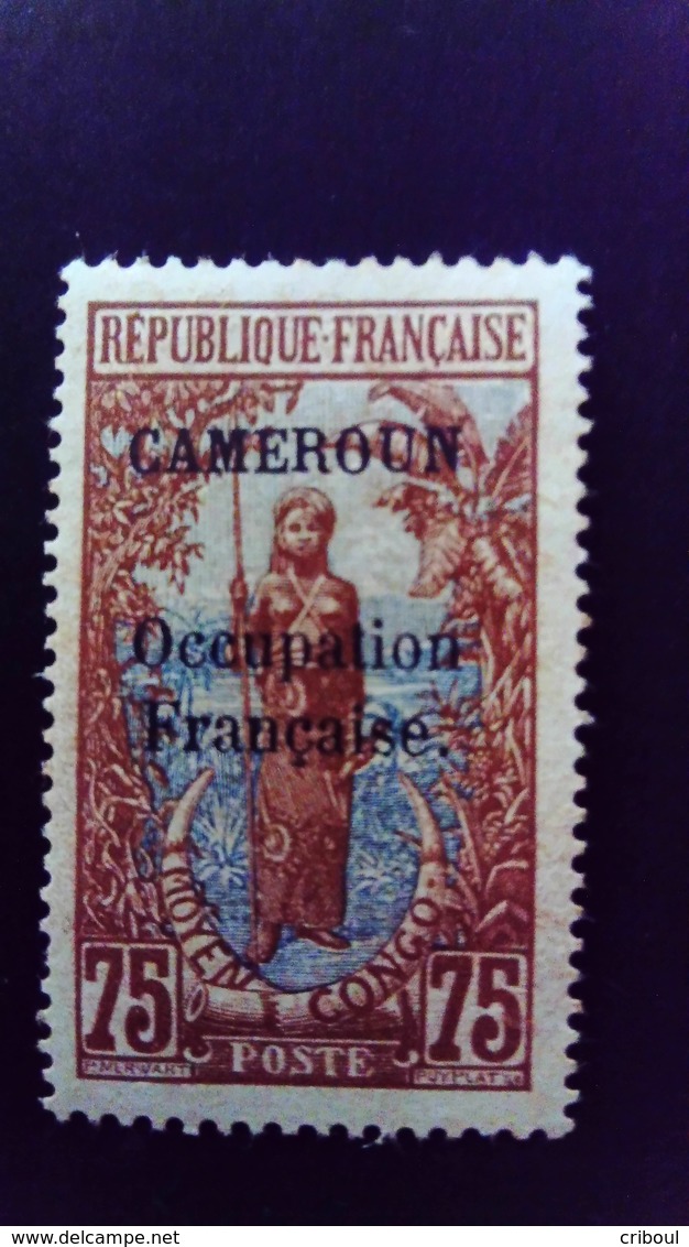 Cameroun Cameroon 1916 Guerrier Warrior Surchargé Overprint CAMEROUN Occupation Française Yvert 80 Sans Gomme No Gum - Unused Stamps