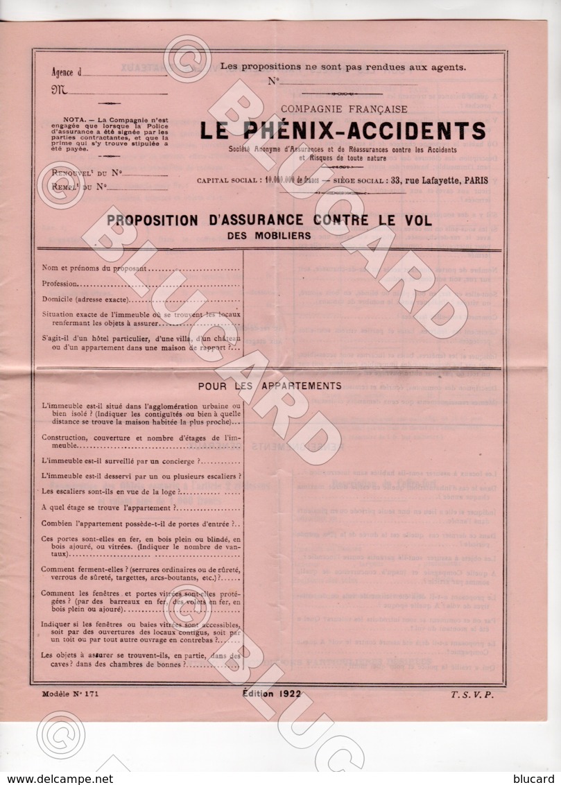 29782 TUNISIE 1930 TUNIS LETTRE ET FEUILLE PROPOSITION ASSURANCES DARMON ATTIAS PHENIX ACCIDENTS LA METROPOLE - Documenti Storici