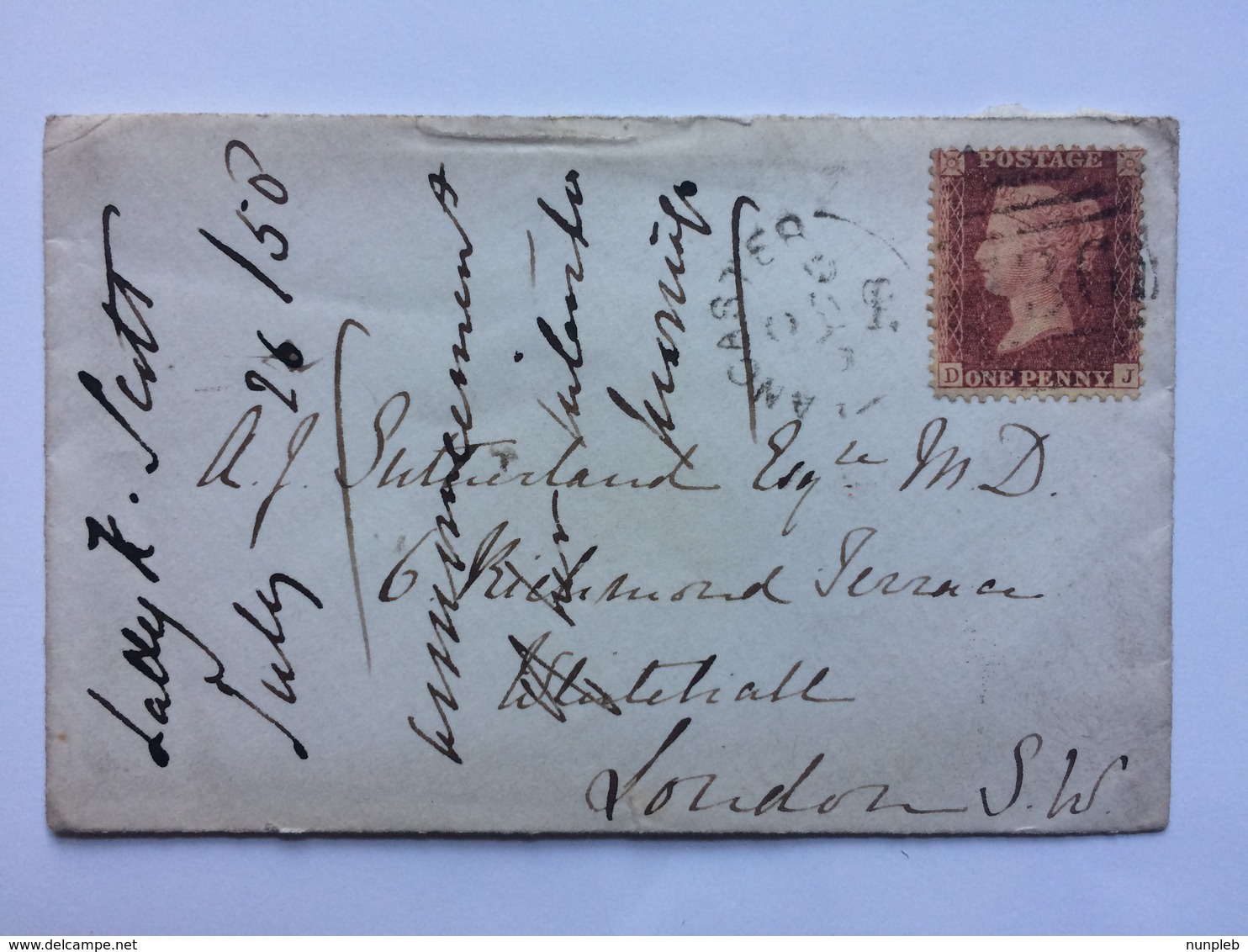 GB - Victoria 1858 Cover Lancaster To London Tied With 1d Star - Storia Postale