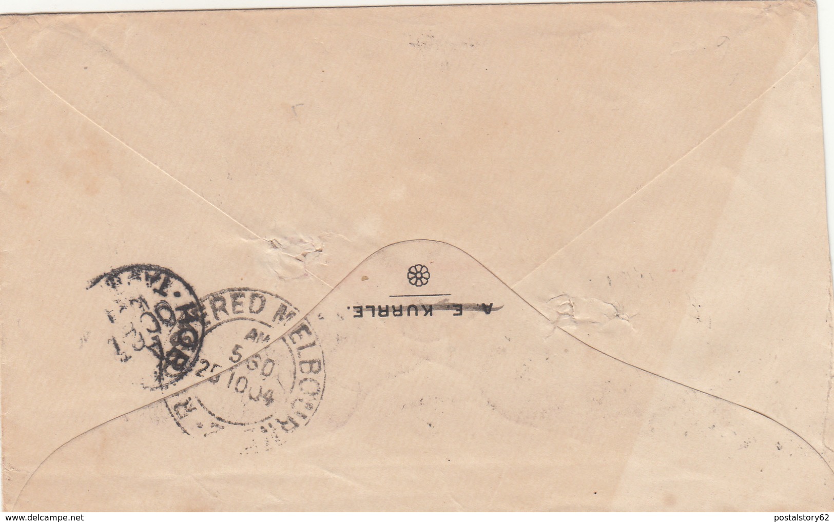 Korumburra, Australia ToTasmania, Cover 1904 Al Retro Melbourne + Tasmania - Storia Postale