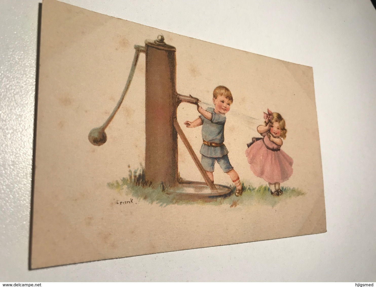 Elly Frank Signed Graphic Art Young Boy Girl Couple Well Game WSSB 9116 Post Card Postkarte POSTCARD - Frank, Elly