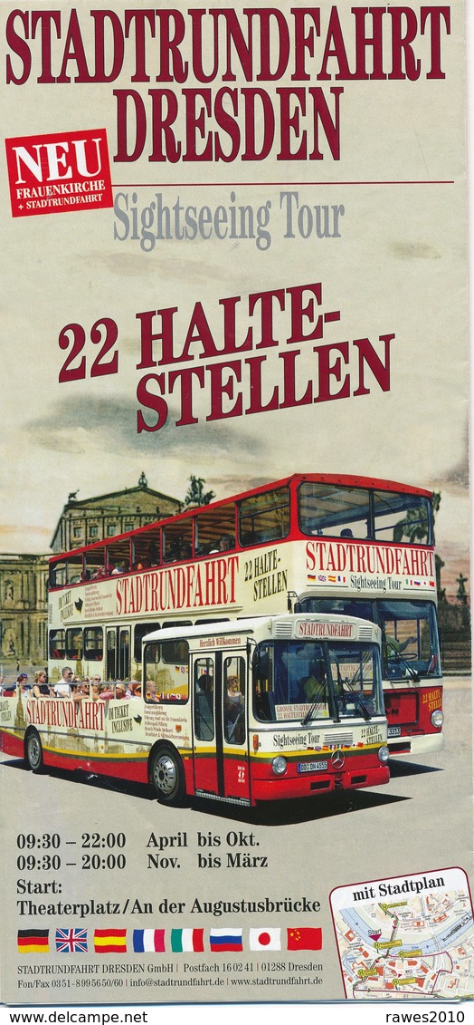 Deutschland Dresden Stadtrundfahrt Bus Doppeldeckerbus Faltblatt Doppelt 4 Seiten - Maps Of The World