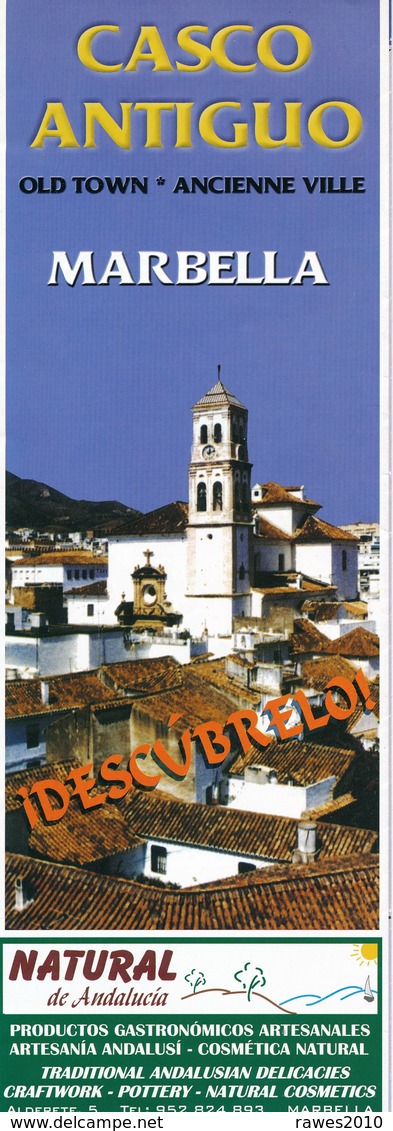 Spanien Marbella City Map Old Town Stadtplan Altstadt Faltblatt 4 Seiten - Reiseprospekte