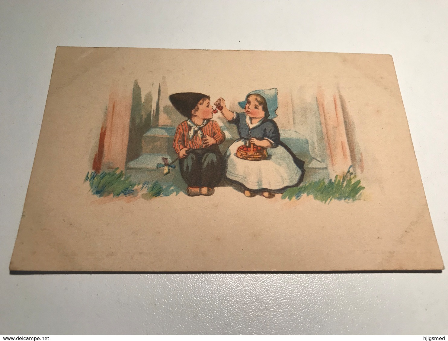 Elly Frank Unsigned Graphic Art Young Girl Feeding Boy Costume Cherry WSSB 9121 Post Card Postkarte POSTCARD - Frank, Elly