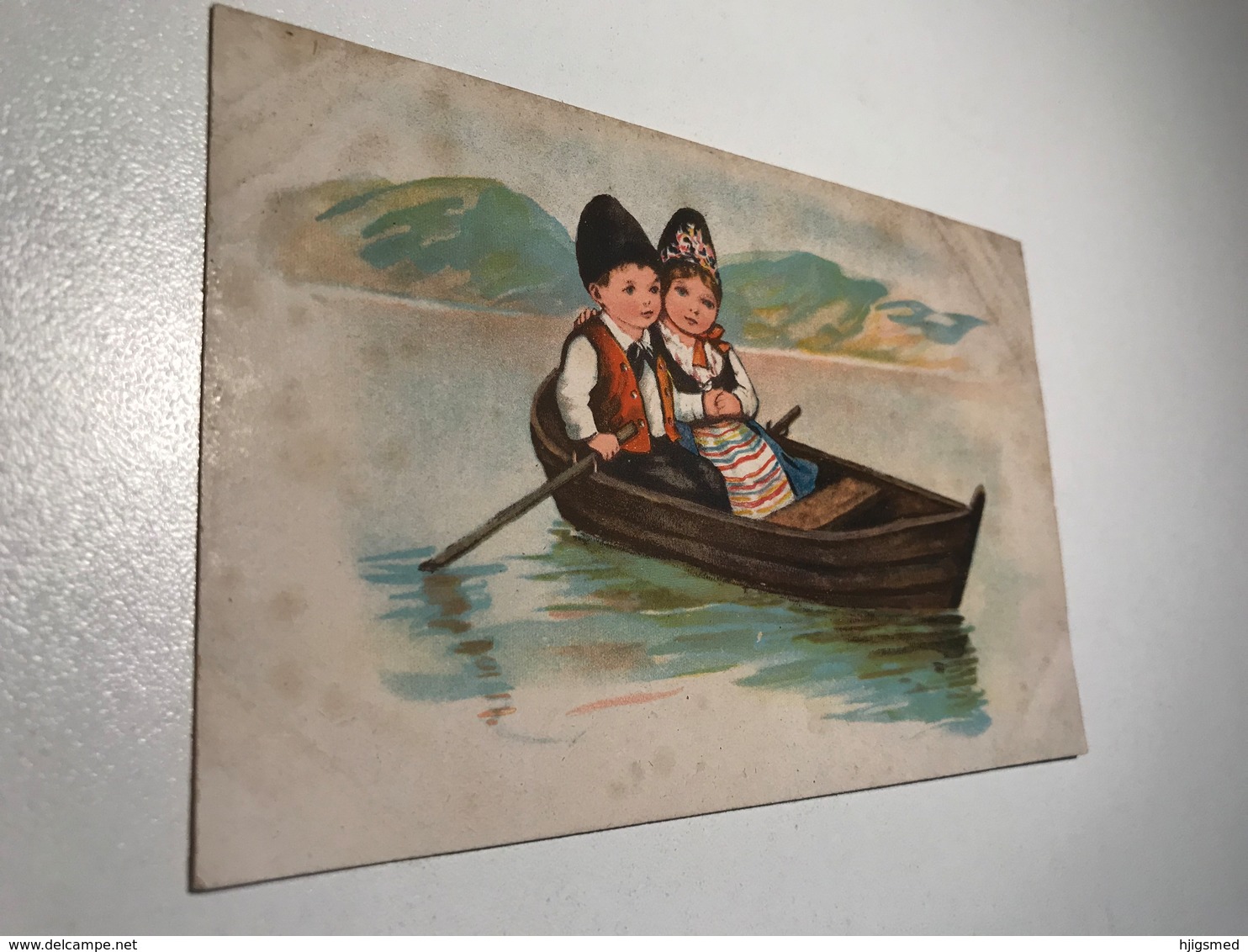 Elly Frank Artist Unsigned Graphic Art Young Couple Boy Girl In Costume Boat WSSB 9130 Post Card Postkarte POSTCARD - Frank, Elly