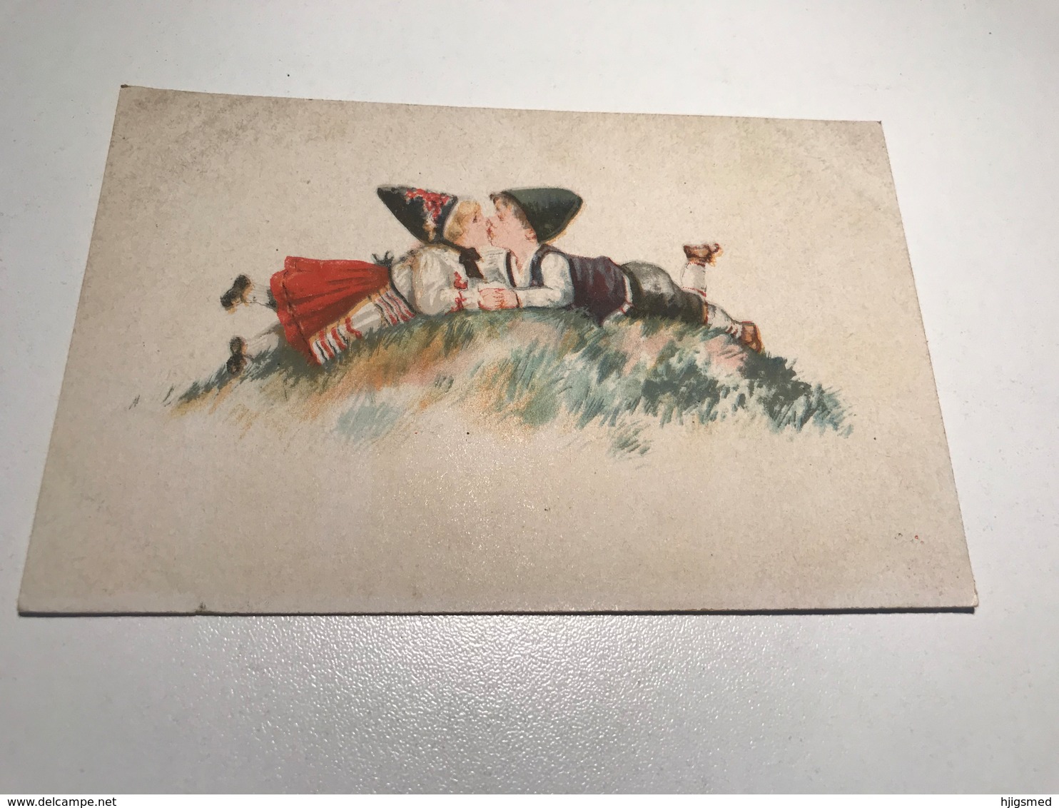 Elly Frank Unsigned Graphic Art Young Couple Boy Girl In Costume Kiss Kissing WSSB 9131 Post Card Postkarte POSTCARD - Frank, Elly