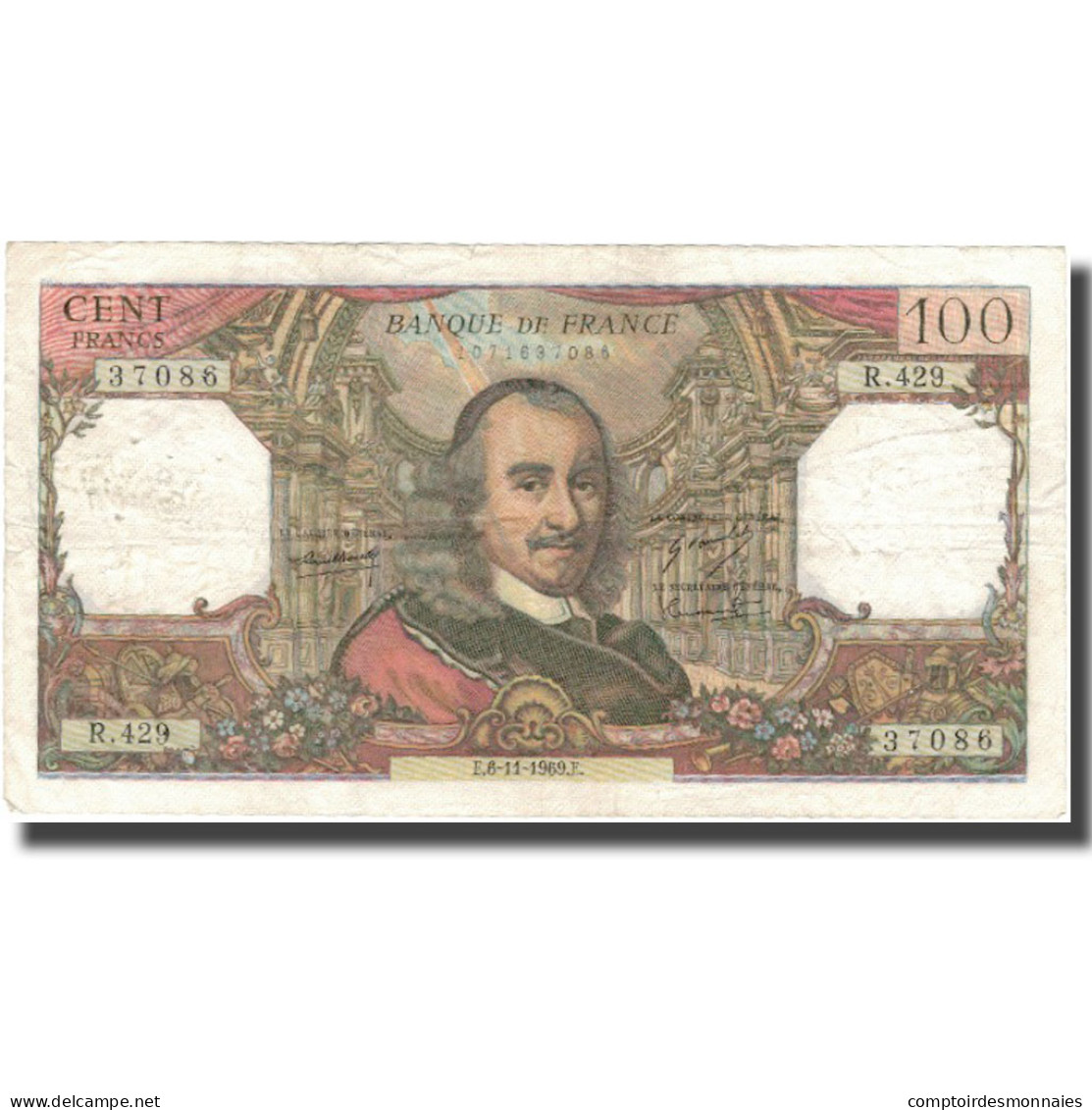 France, 100 Francs, 100 F 1964-1979 ''Corneille'', 1969, 1969-11-06, TB - 100 F 1964-1979 ''Corneille''