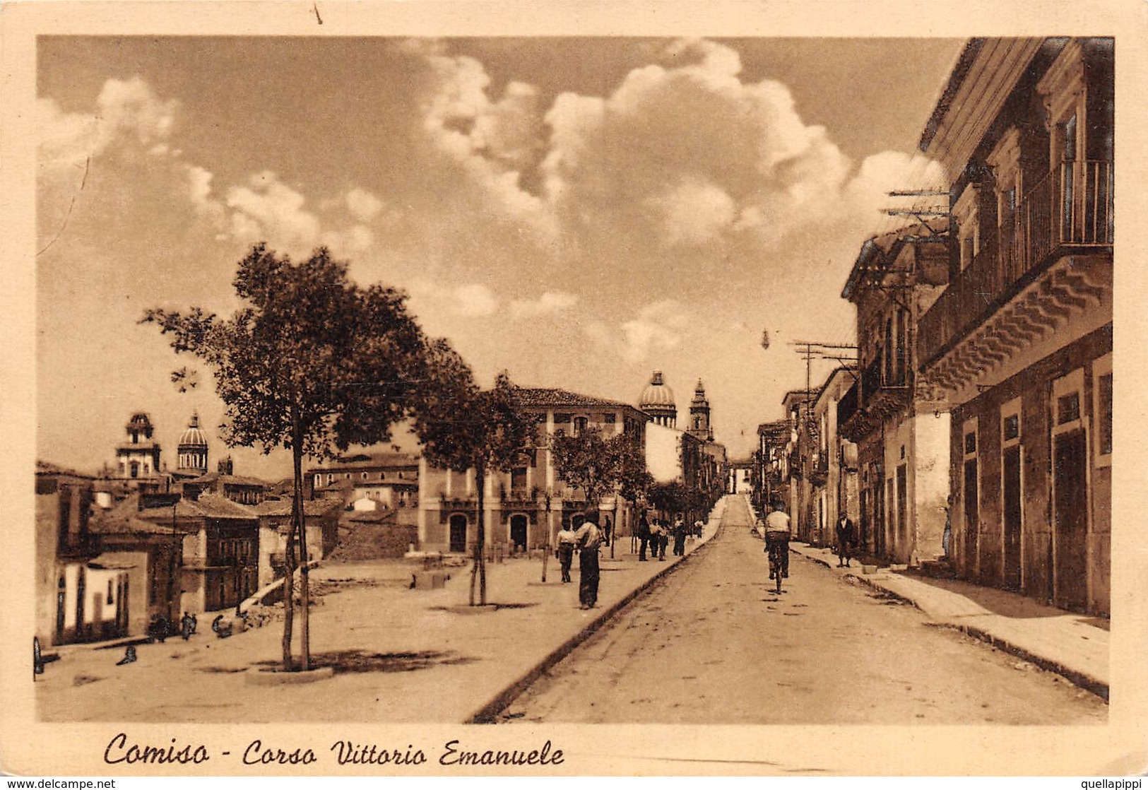 08657 "(RG) COMISO - CORSO VITTORIO EMANUELE - 1925" ANIMATA. CART NON SPED - Ragusa