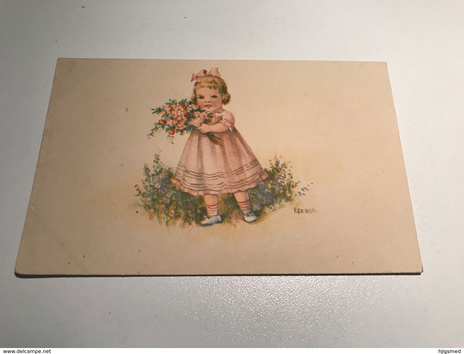 Elly Frank Young Girl In Pink Flowers Graphic Art WSSB 9153 Post Card Postkarte POSTCARD - Frank, Elly