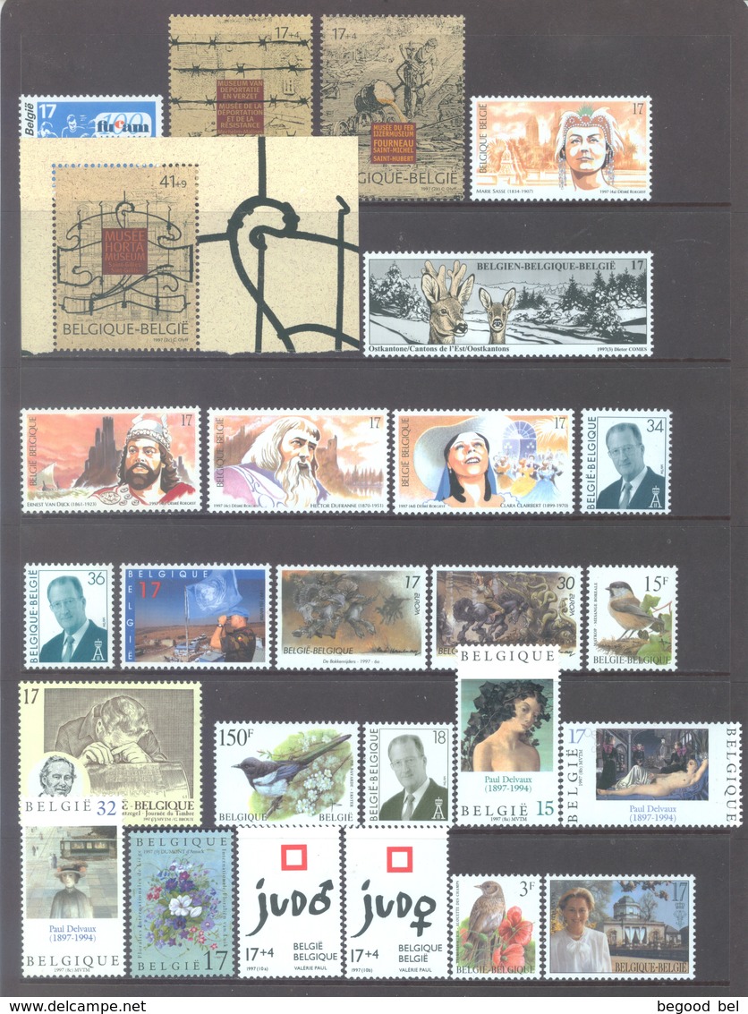 BELGIUM - 1997 - MNH/***LUXE - YEAR 1997 COMPLETE  BOOKLETS AND BLOC  - FACIAL BEF 1.889 - Lot 17877 - Volledige Jaargang