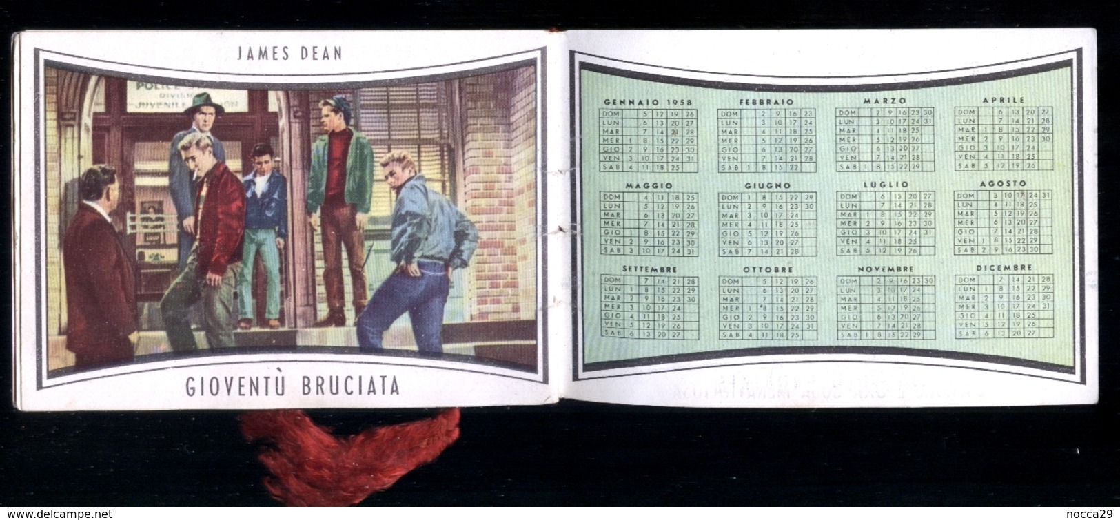 CALENDARIETTO 1958 STAR HOLLYWOOD MARLON BRANDO  MARILYN MONROE FRANK SINATRA JAMES DEAN ( K467 ) - Petit Format : 1941-60