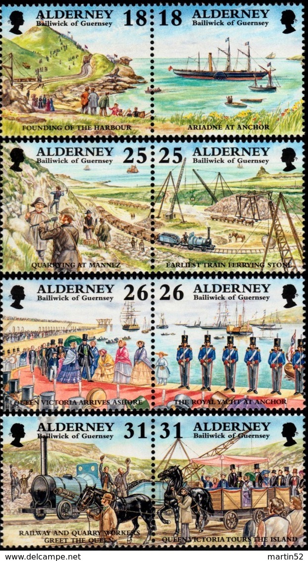 Alderney 1997: Garrison Island Michel-No. 108-115 ** (Harbour Mannez Queen Railways) MNH BELOW POSTAL FACE VALUE (£2.00) - Alderney