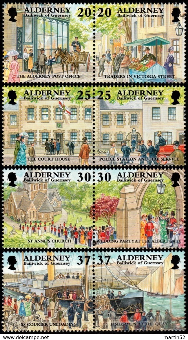 Alderney 1998: Garrison Island Michel-No.121-128 **(Post Church Police & Fire SS.COURIER) MNH BELOW FACE VALUE (£2.24) - Alderney