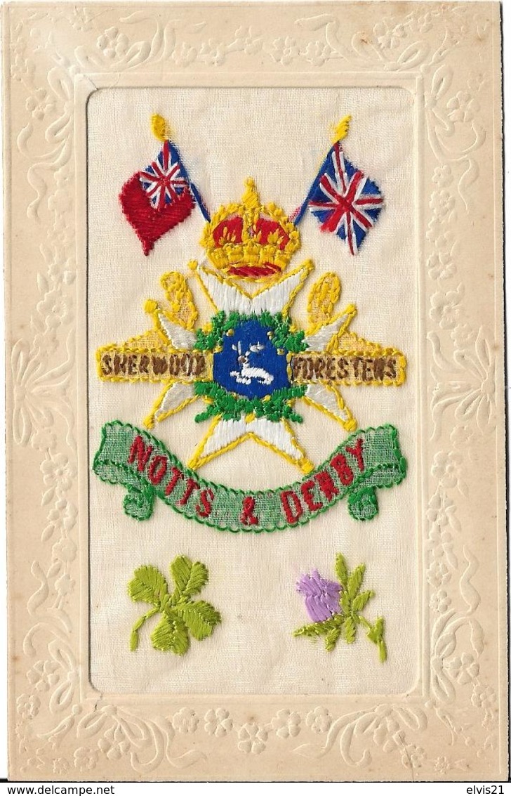 Carte Brodée Royal British Army Regiment SHERWOOD FORESTERS NOTTS ET DERBY - Regiments