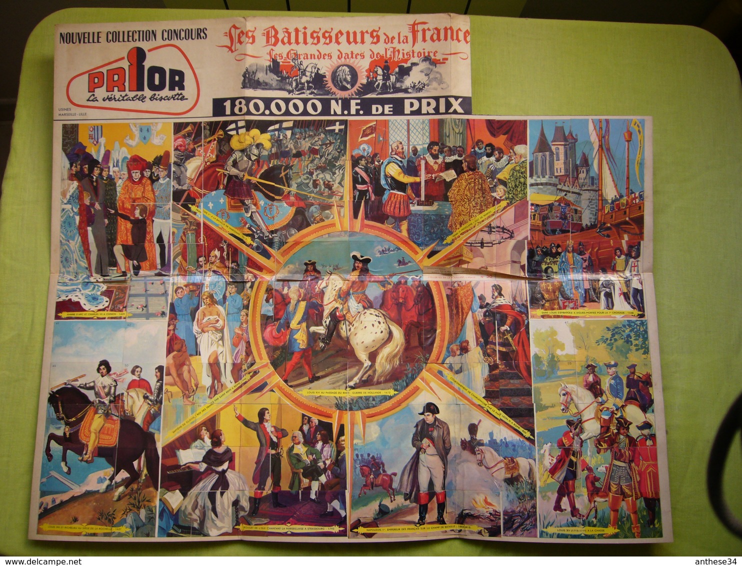 Pub Jeux Concours Biscottes Prior Les Batisseurs De La France 52 X 63 Cm - Publicités
