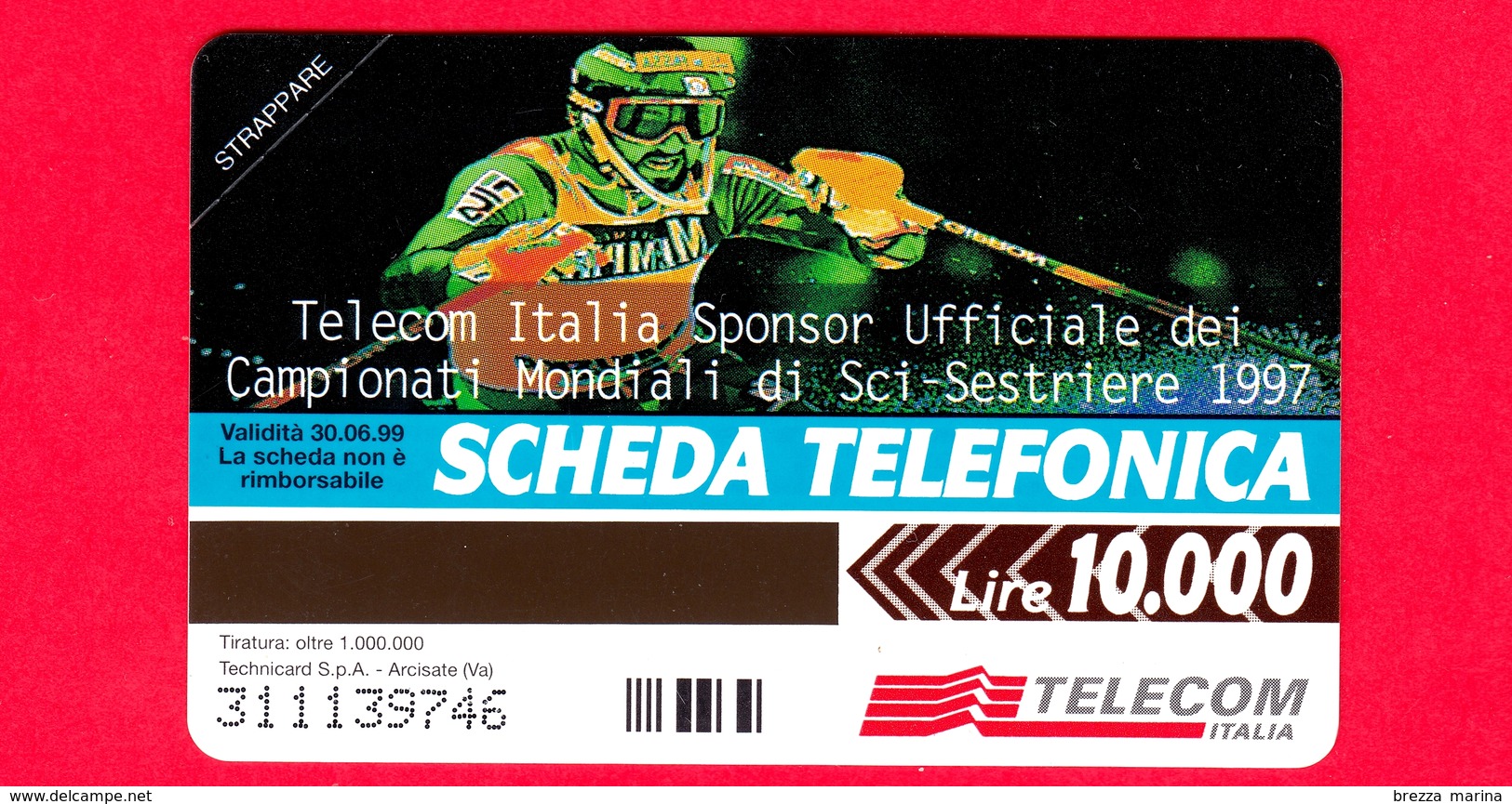 Nuova - MNH - ITALIA - Scheda Telefonica - Telecom - Golden 589 - Campionati Mondiali Di Sci Sestriere 1997 - OCR 21 Mm - Pubbliche Figurate Ordinarie