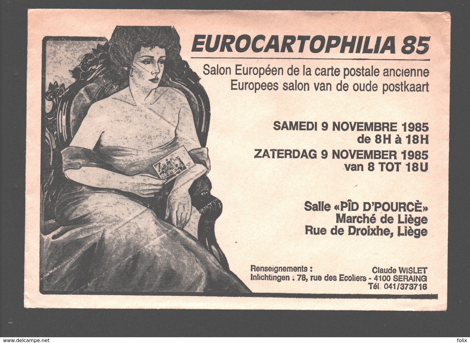 Cartophilie - Envelop/ Enveloppe Publicitaire - Eurocartophilia 85 - Liège - Salon Européen De La Carte Postale Ancienne - Bourses & Salons De Collections