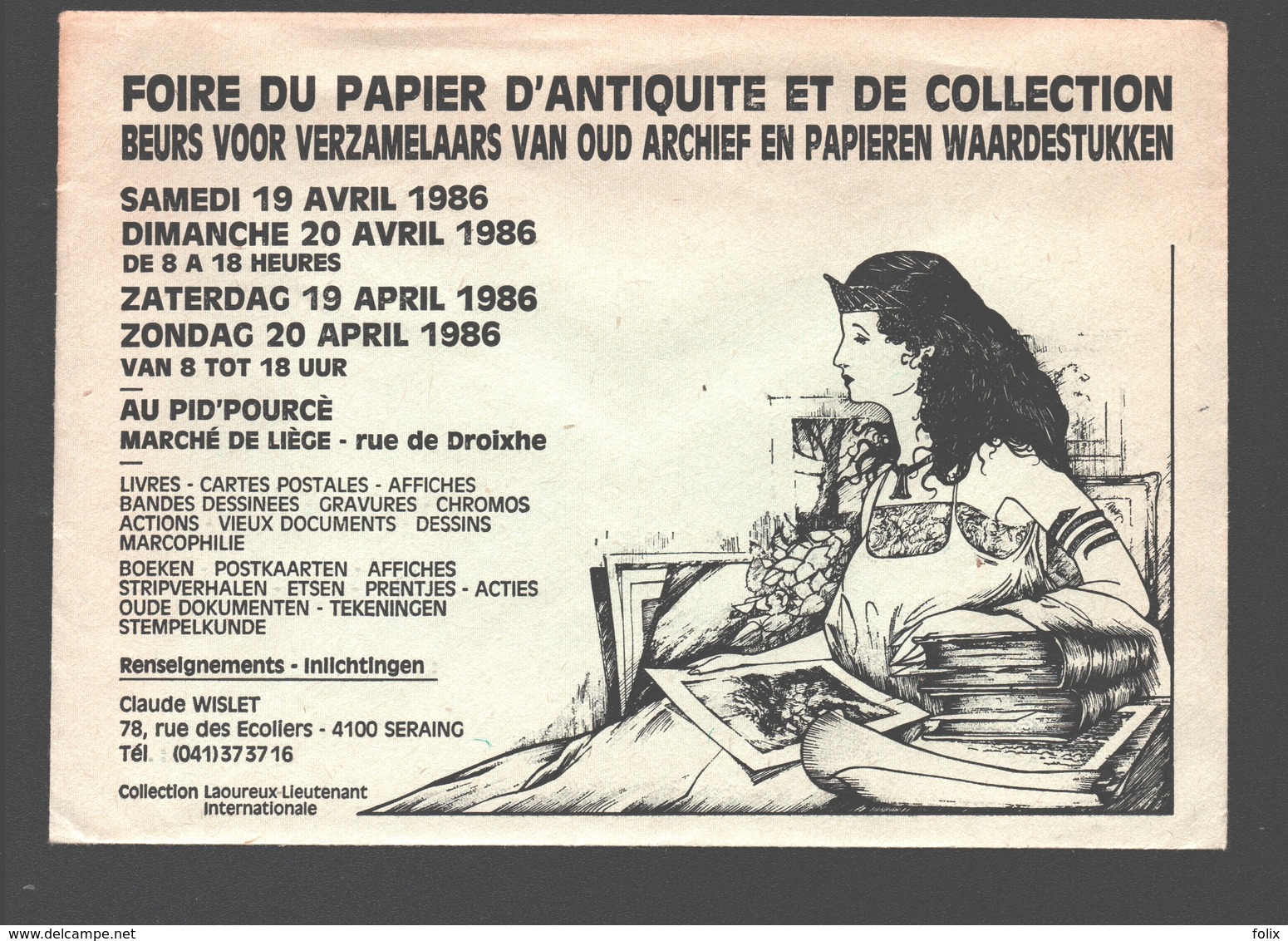 Cartophilie - Envelop / Enveloppe Publicitaire - Foire Du Papier D'antiquité Et De Collection - Liège - 1986 - Borse E Saloni Del Collezionismo