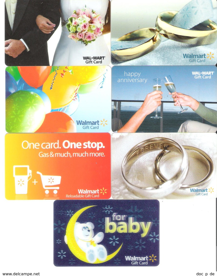 USA - 7 Cards - Walmart - Wal Mart - Carte Cadeau - Carta Regalo - Gift Card - Gift Cards