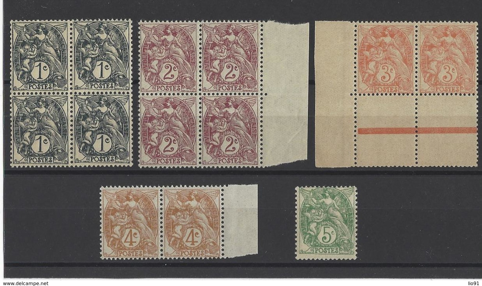 FRANCE. YT 107/111  Neuf **  1900 - 1900-29 Blanc