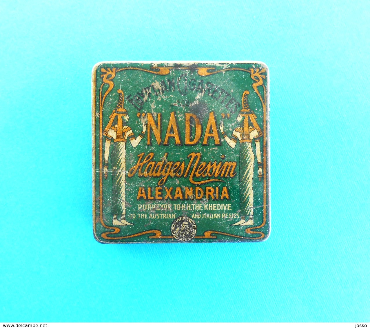 EGYPT CIGARETTES - NADA - Hadges Nessim Alexandria - Beautifull Antique Tin Box * Purveyor To H.H. The Khedive ... RRRR - Tabaksdozen (leeg)