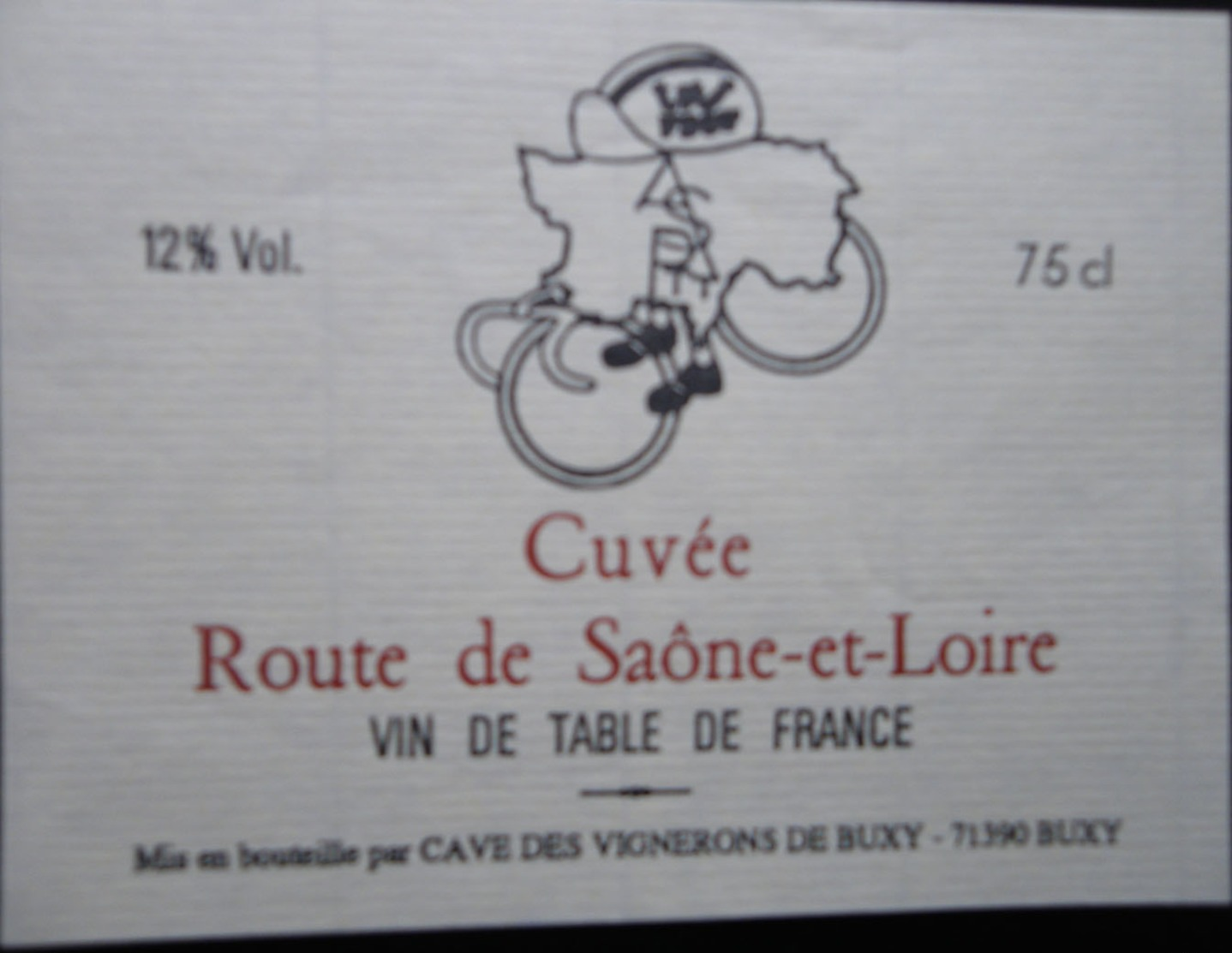 ETIQUETTE CYCLISME CUVEE ROUTE DE SAONE-ET-LOIRE BUXY - Cyclisme