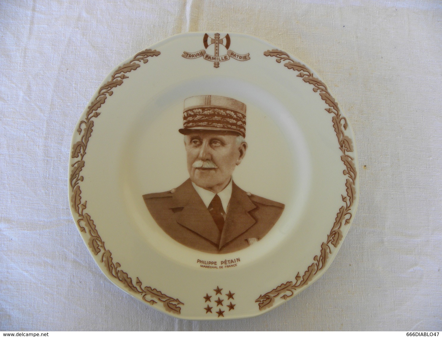 ASSIETTE FAIENCE LIMOGES PETAIN - 1939-45