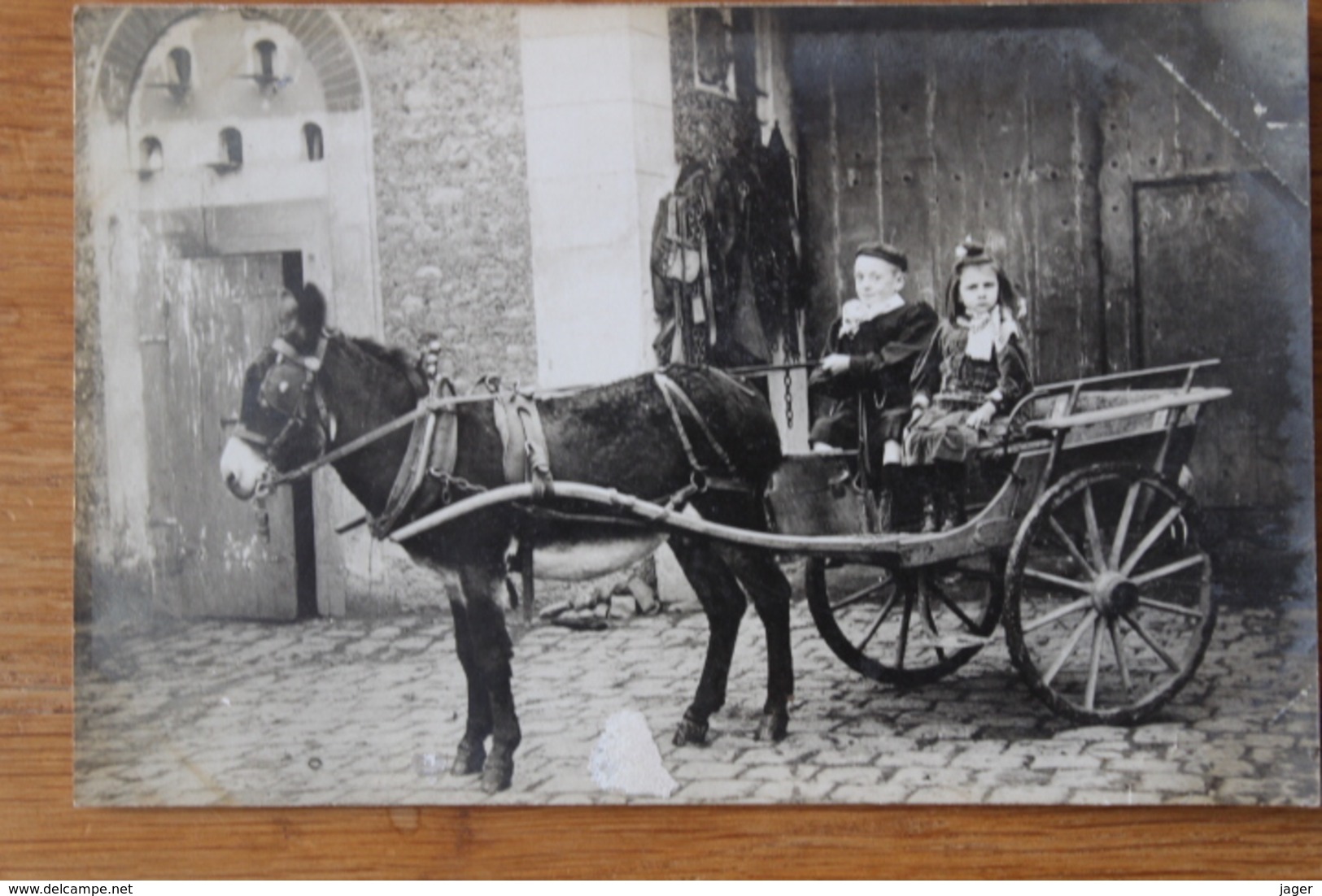 3 Cartes Photos  Les Caleches Hippomobiles  1906  Avec Un Ane - Anciennes (Av. 1900)