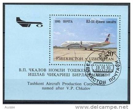 Uzbekistan Oezbekistan 1995 Yvertn° Bloc 6C (°) Used Cote 2,50 Euro Avions - Ouzbékistan