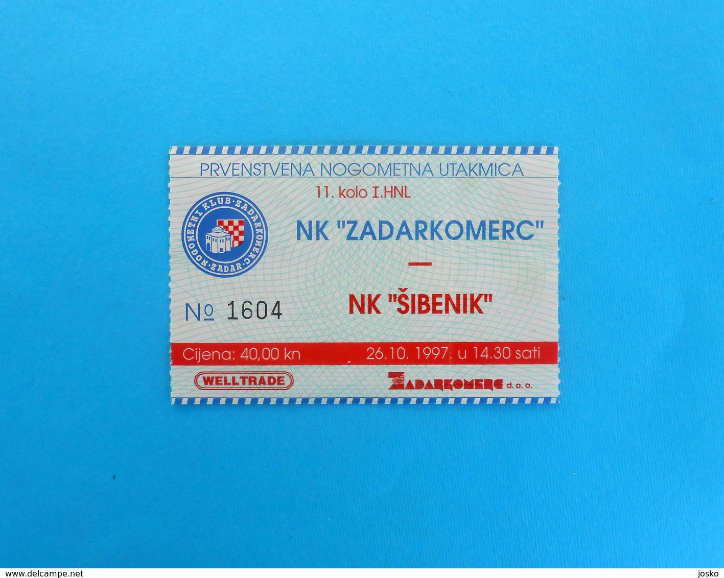 NK ZADAR V NK SIBENIK - 1997. Croatia Premier League Football Match Ticket Fussball Foot Billet Calcio Biglietto Soccer - Match Tickets