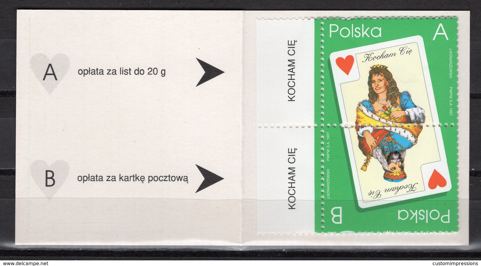 POLAND -  1997 Playing Cards: Queen And King Of Hearts  M60 - Nuovi