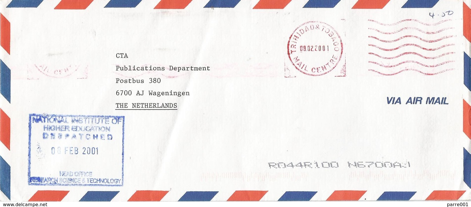 Trinidad & Tobago 2001 Port Of Spain Unfranked Postage Paid Education Cover - Trinidad & Tobago (1962-...)