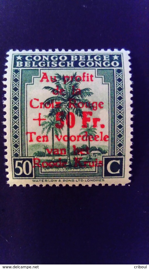 Congo Belge Belgium Congo 1944 Arbre Palmier Palmtree Surchargé Overprint 'Au Profit De La Croix Rouge' Yvert 270 ** MNH - Ungebraucht