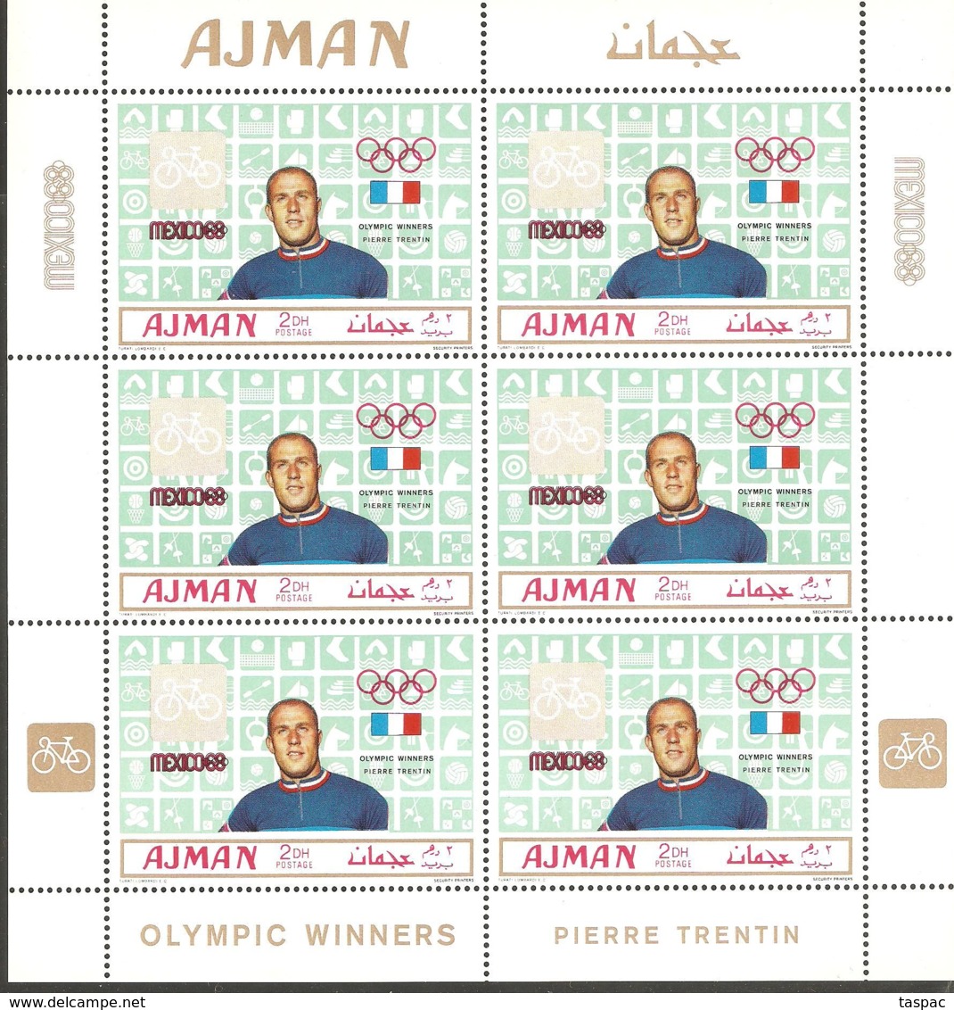 Ajman 1969 Mi# 448-453 A Kleinbogen (6) ** MNH - Summer Olympics, Mexico / Gold Medallists - Sommer 1968: Mexico